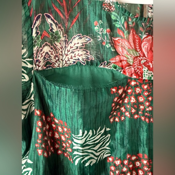 NWT Anthropologie Bhanuni Jyoti Tiered Short Sleeve Maxi Floral Tropical Dress - Picture 15 of 16